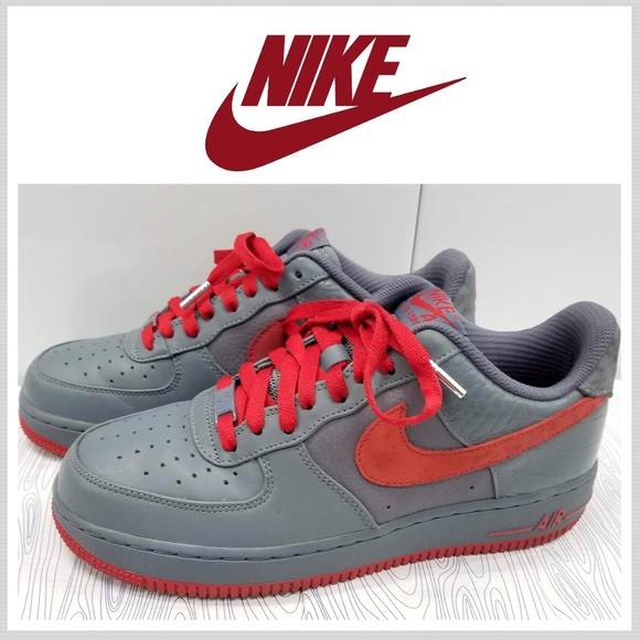 red and grey air force ones